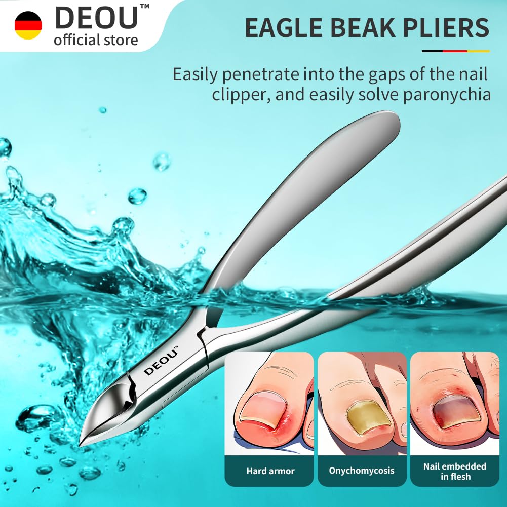 DEOU Premium Manicure Set 8 in 1, 420J2 Stainless Steel Pedicure Kit with Luxury Leather Case, Professional Grooming Tools for Travel & Home, Gifts for Men & Women