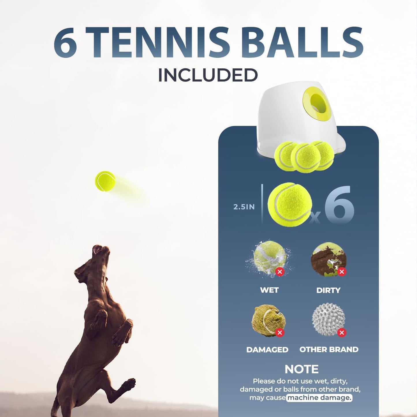 ALL FOR PAWS Automatic Ball Launcher for Dogs, Interactive Tennis Ball Outdoor Thrower for Medium to Large Dogs, Rechargeable Dog Toy, 6 Balls Included