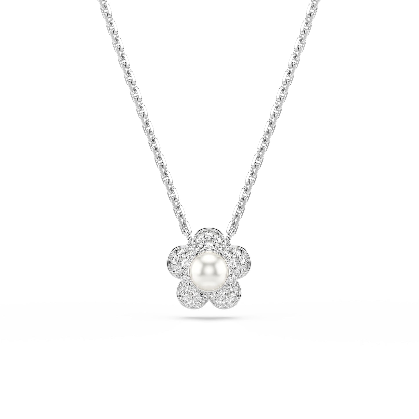 Swarovski Ariana Grande x set, Crystal pearl, Round cut, Flower, Clear, Rhodium Finish