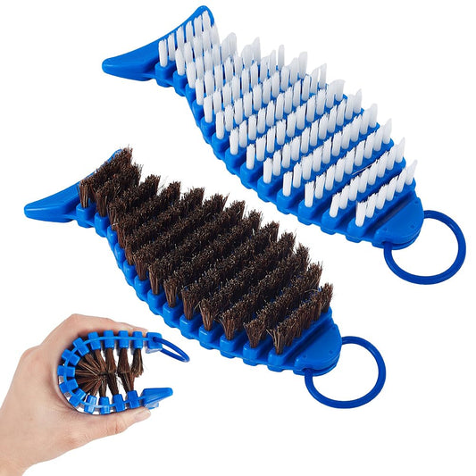 AHANDMAKER 2 Pcs 2 Colors Barbell Brush Barbell Cleaning Kit Nylon Brushes Weightlifting Bar Flexible Cleaner Rust Chalk Remover for Strength Training Bars Dumbbells Weight Trays Exercise Equipment
