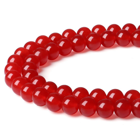 LAIDANLA Red Carnelian 8mm Natural Stone Beads Round Loose Gemstone Stone Beads for DIY Bracelet Necklace Earrings Jewelry Making Polishing Genuine Real Beading Crystal 96PCS 2 Strand 32"