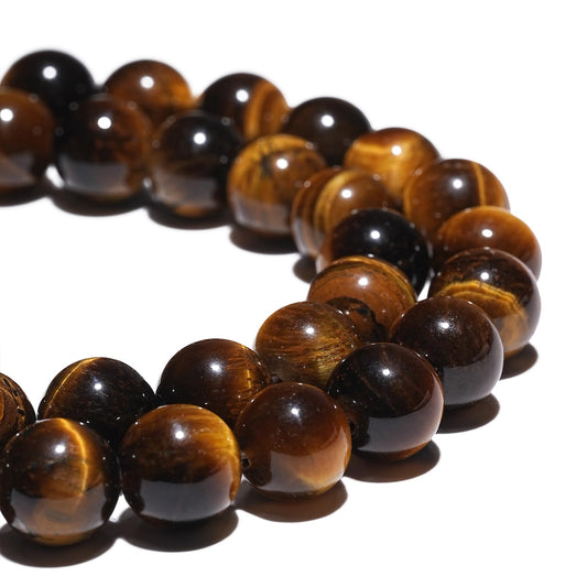 8mm Natural Yellow Tiger Eye Gemstone Beads Polished Round Smooth Stone Beads for Bracelets Jewelry Making 15inch Loose Beads