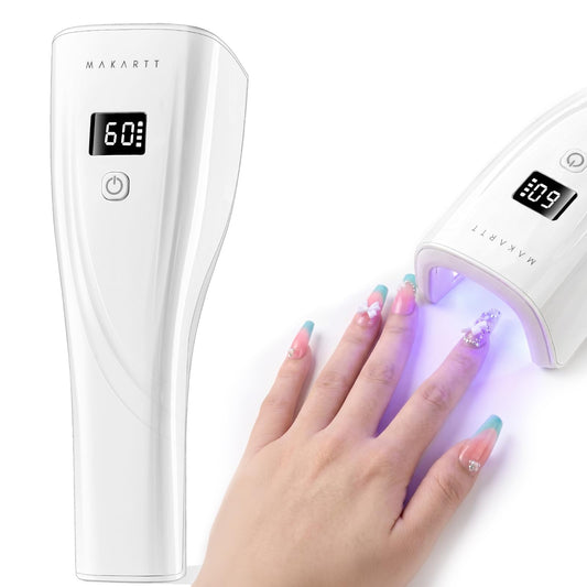 Makartt Flash Cure Nail Lamp, 222 mW/cm² Portable Cordless UV LED Nail Lamp for Rhinestone Glue, Poly Nail Gel & Nail Charms, Rechargeable Mini Nail Dryer with LCD Display, 2 Timers & Smart Sensor