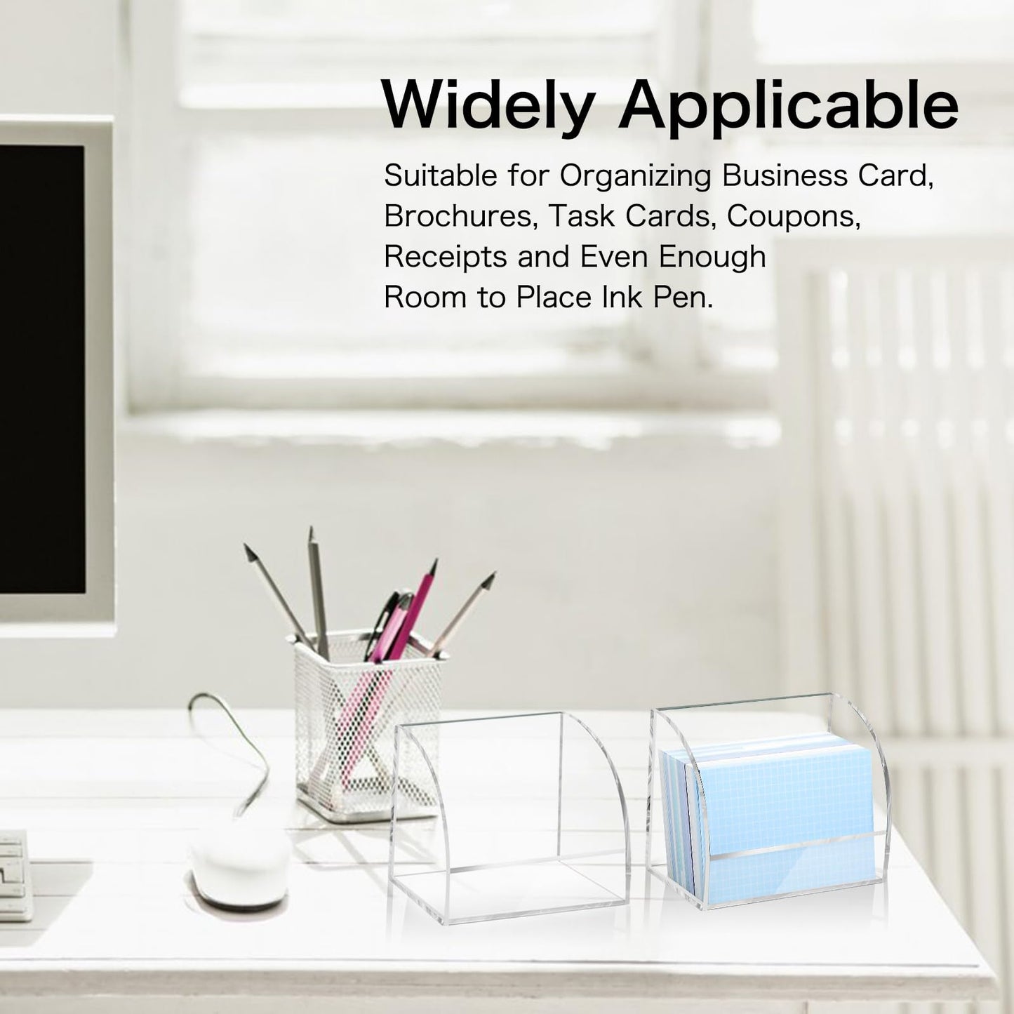 2 Pack Index Card Display Stand 3x5 Acrylic Card Holder for Desk File Note 4x2.4x5.4 Inch Clear Postcard Stand Index Card Rack Acrylic Business Card Stand for Office Business Classroom (No Card)