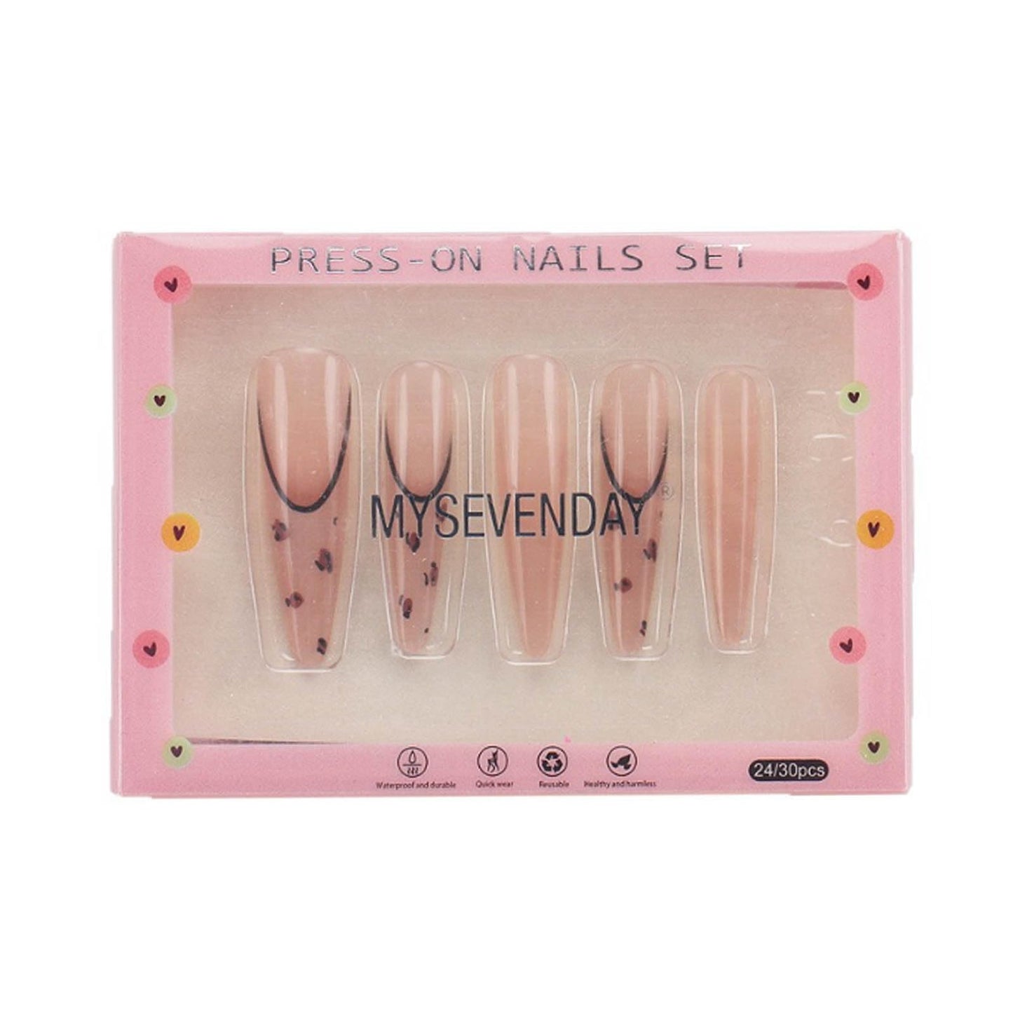 Hkanlre French Press on Nails Long Tips Full Cover False Nails Rhinestones Stiletto Fake Nails for Women 24PCS