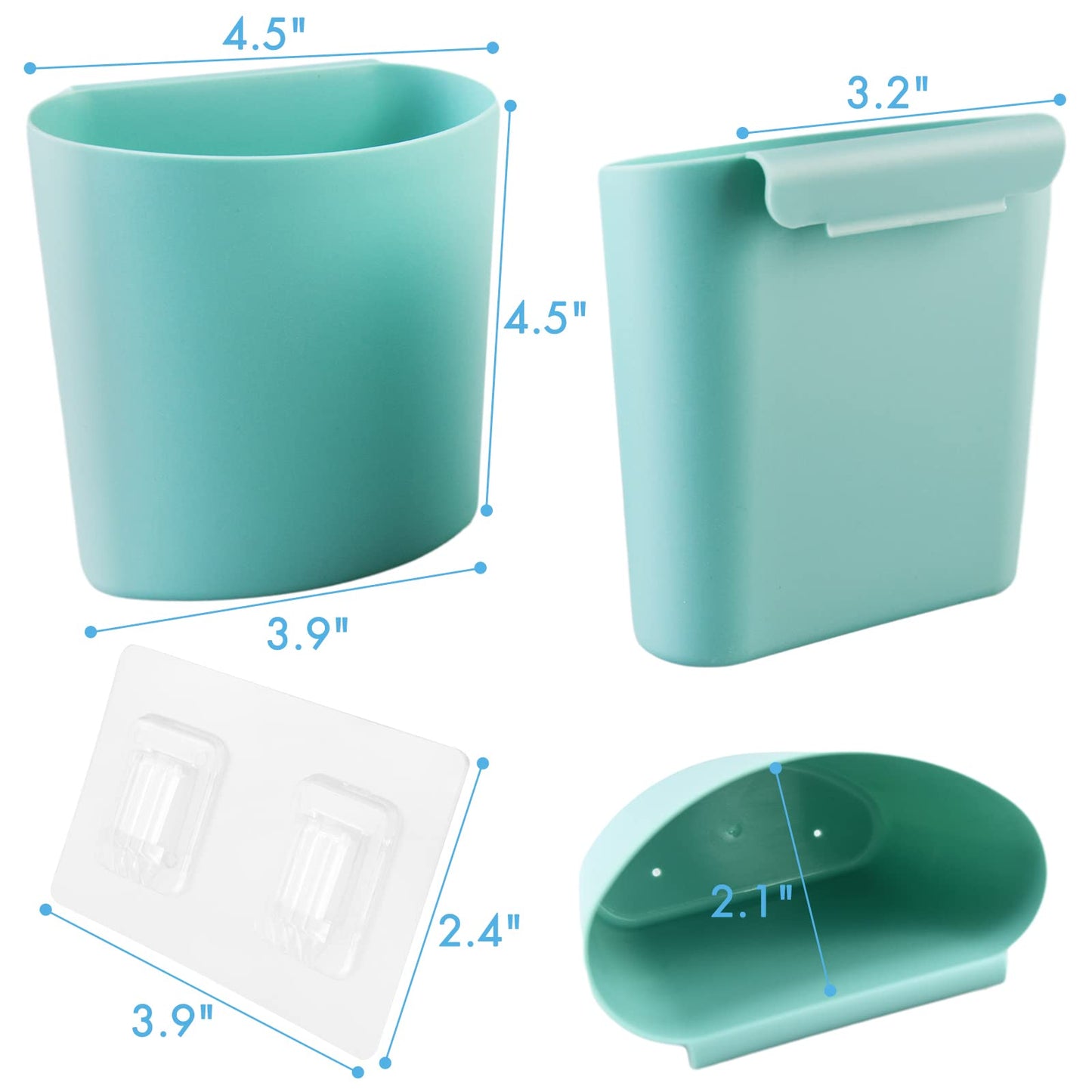 POPU BERRY 4 Pack Wall Caddy Pen Holders, Pink & Green Pencil Cups Organizer for Marker/Remote/Crayon/White Board, with Adhesive Stickers, Office Craft Class Kids Room Art Rolling Cart Hanging Cups