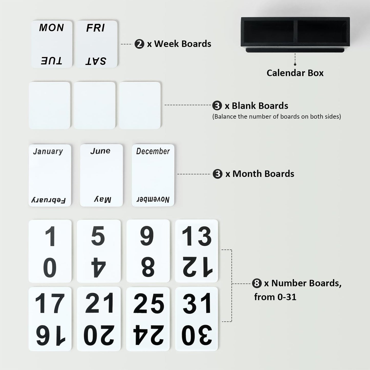 DEERINE Wooden Block Perpetual Calendar for Desk, Daily Desktop Standing Flip Calendar with Large Display, Modern Farmhouse Aesthetic Desk Accessories for Home Office Decor, Reusable Yearly, Black