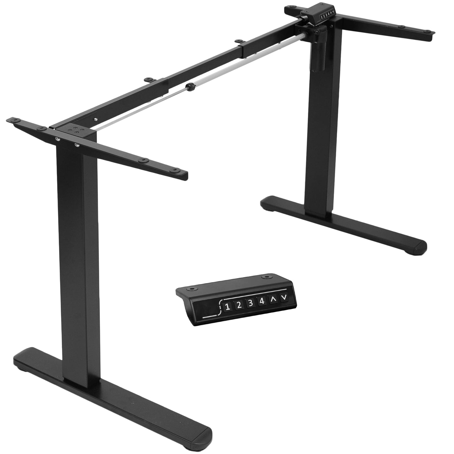 VIVO Electric Standing Desk Frame, Rear-Set Legs, Single Motor Memory Controller Height Adjustment, Frame Only, Black, DESK-100E-RB