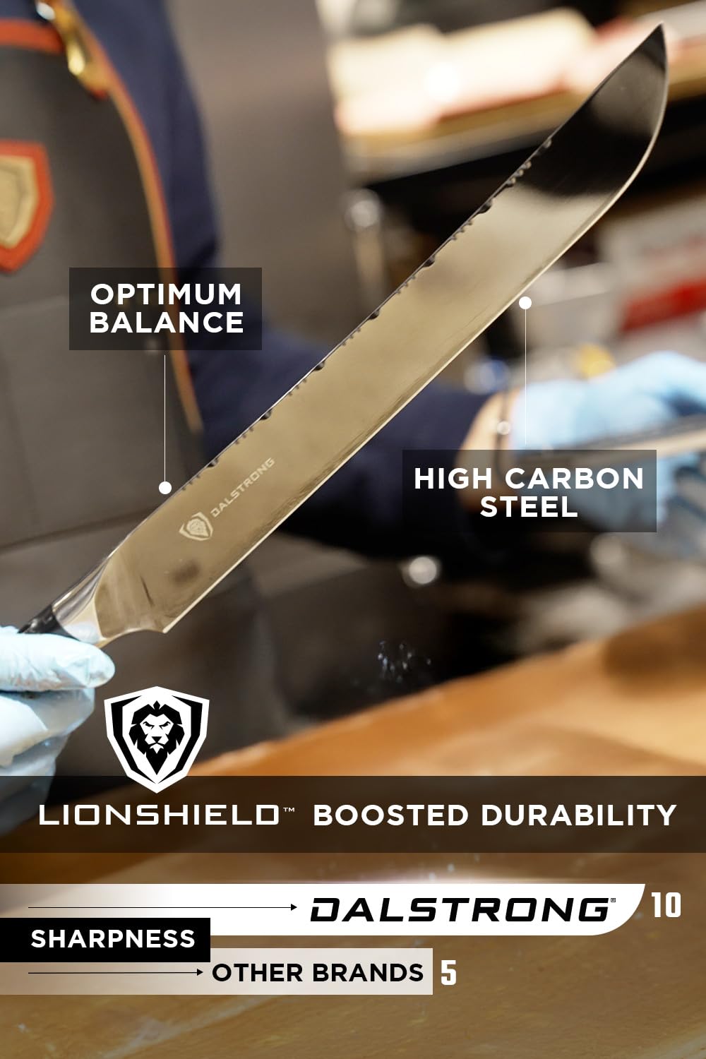 Dalstrong Slicing Knife - 12”- Valhalla Series Ravenstone Black Blade Titanium Coated - Premium 9CR18MOV HC Steel - Resin & Wood Handle - Razor Sharp - Meat Slicing Knife- Sheath