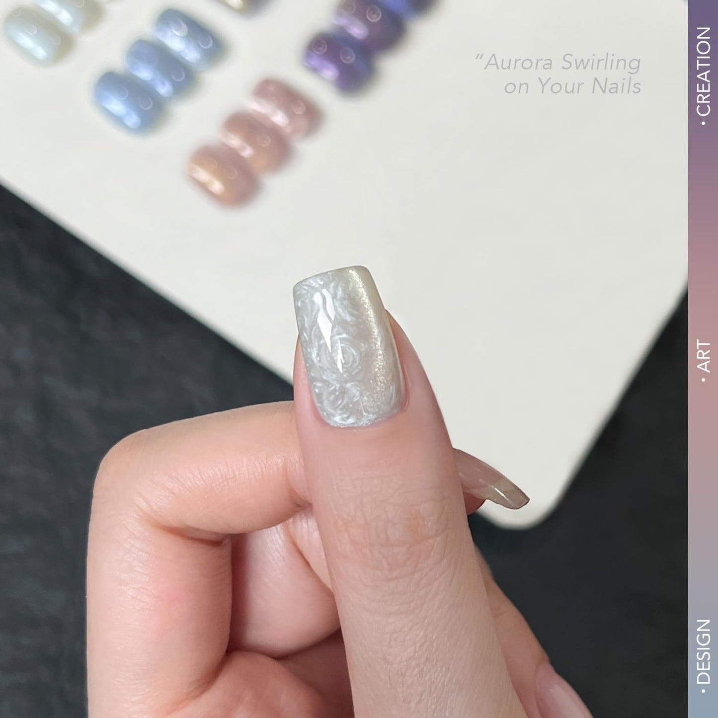 GAOY Pearl Gel Polish Cat Eye Nail Polish Set, 6 Colors Glitter Iridescent Mermaid White Blue Pink Purple with Magnet and Dotting Pen, Holographic Shimmer UV Gel Kit for Nail Art Salon
