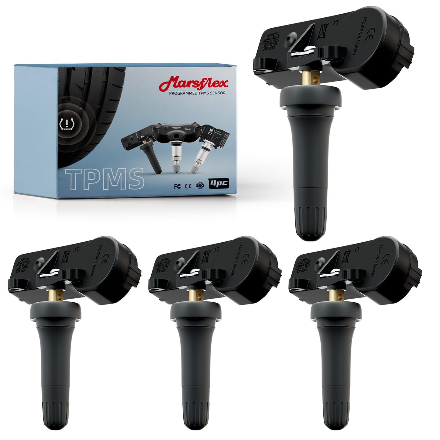 Marsflex TPMS Sensor 13598773 433MHZ Fit for Chevy GMC Cadillac Buick, Tire Sensors for Chevrolet Malibu Silverado Impala Cruze Regal Lacrosse, Tire Pressure Monitoring Sensor Replaces# 13516165 4PCS