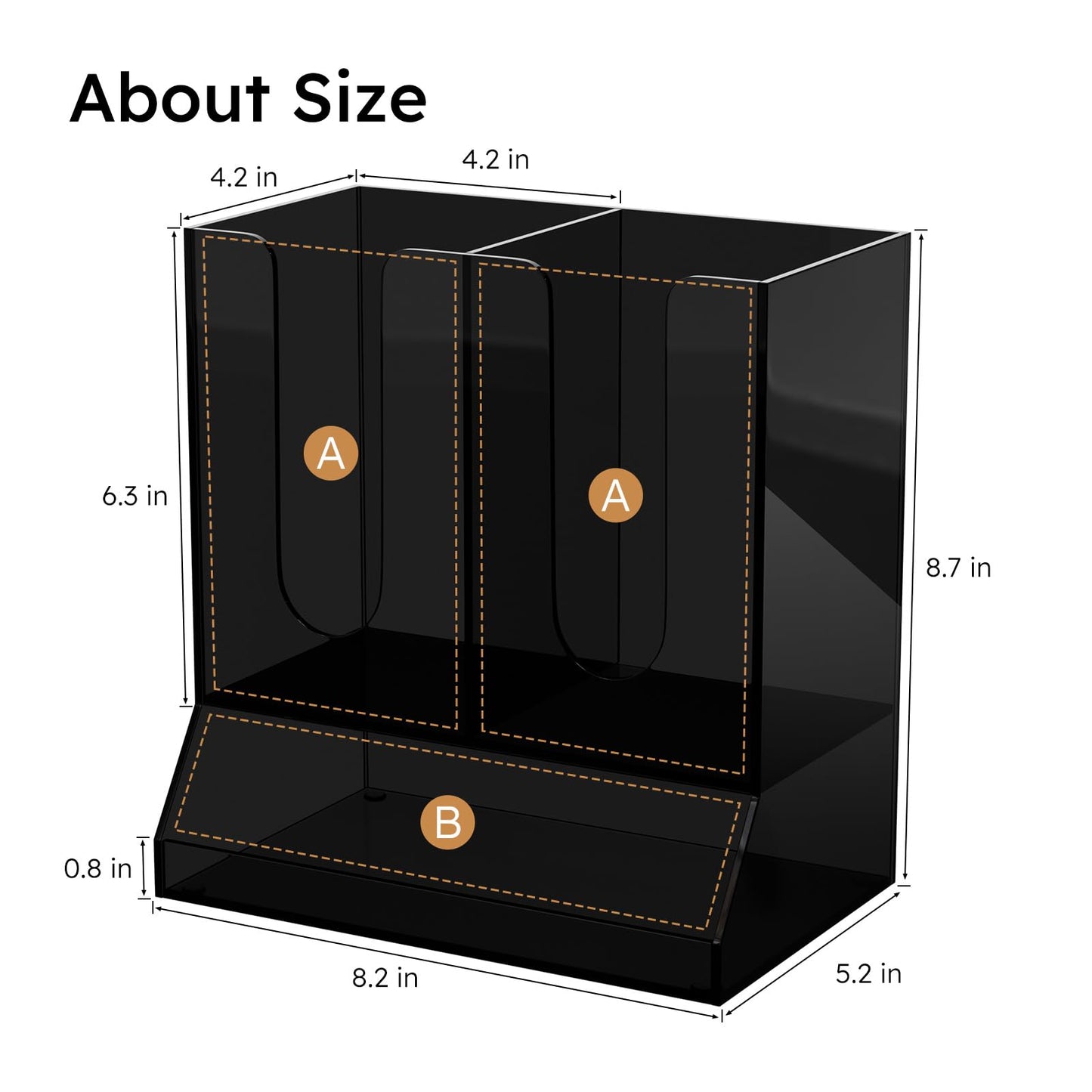 AITEE Acrylic Coffee Station Organizer for Countertop, Holds 20 Cups, All-in-One Coffee Cup and Lid Holder with Condiment Storage for Office Breakroom and Home Kitchen, Black
