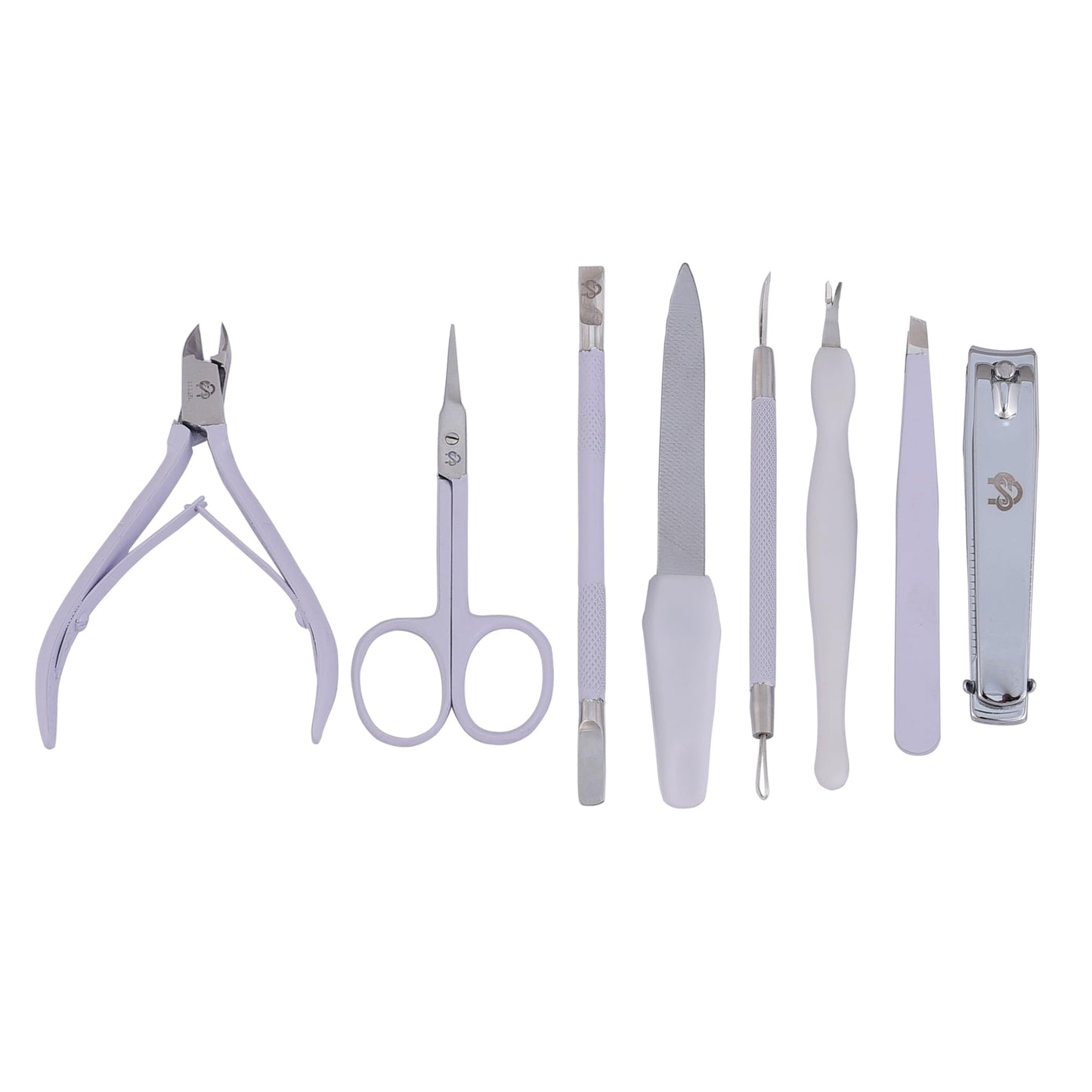 Professional Manicure Pedicure Set Nail Clippers Kit with Cuticle Trimmer Nail File Scissors & Grooming Tools in Portable Leather Travel Case for Men & Women White