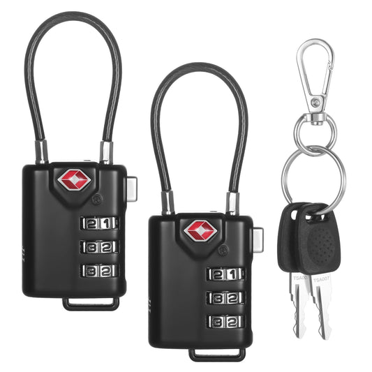 2 PCS TSA Locks for Luggage, Small Combination Lock,Luggage Locks TSA Approved, for Locker Lock, Travel Suitcase, Gun Case, Backpack Zipper, Ammo Can, with 2PCS Spare 007 Master Key