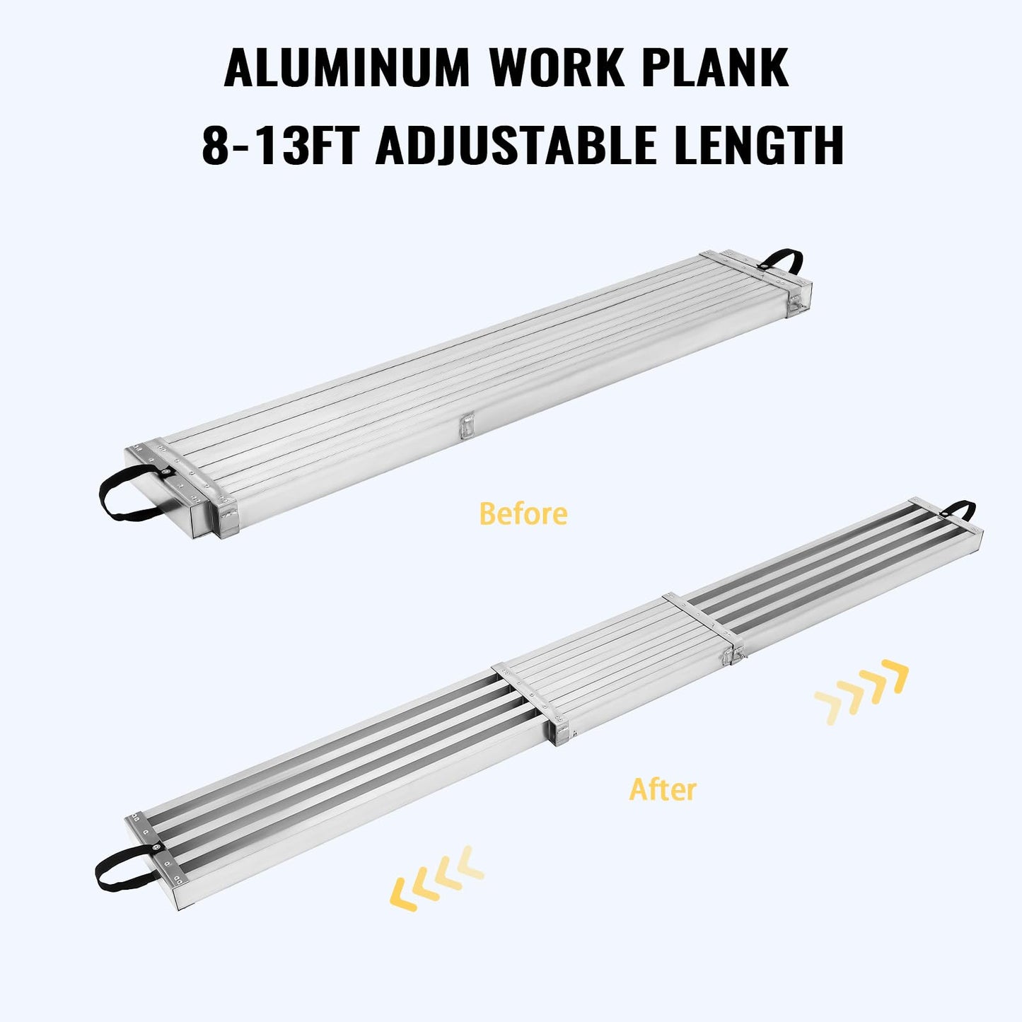 8-13 FT Aluminum Scaffolding Planks,440Lb Capacity Telescoping Aluminum Plank,Adjustable Scaffolding Walk Boards Platform for Painting Repair Cleaning