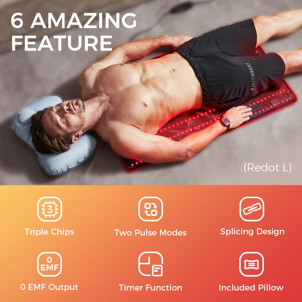 BestQool Red Light Therapy Mat, Infrared Red Light Therapy 38" x 23" Large Pads, 400 LEDs Dual Chip 660nm & 850nm Red Light Therapy for Body, Full Body Infrared Light Therapy Mat. 63W