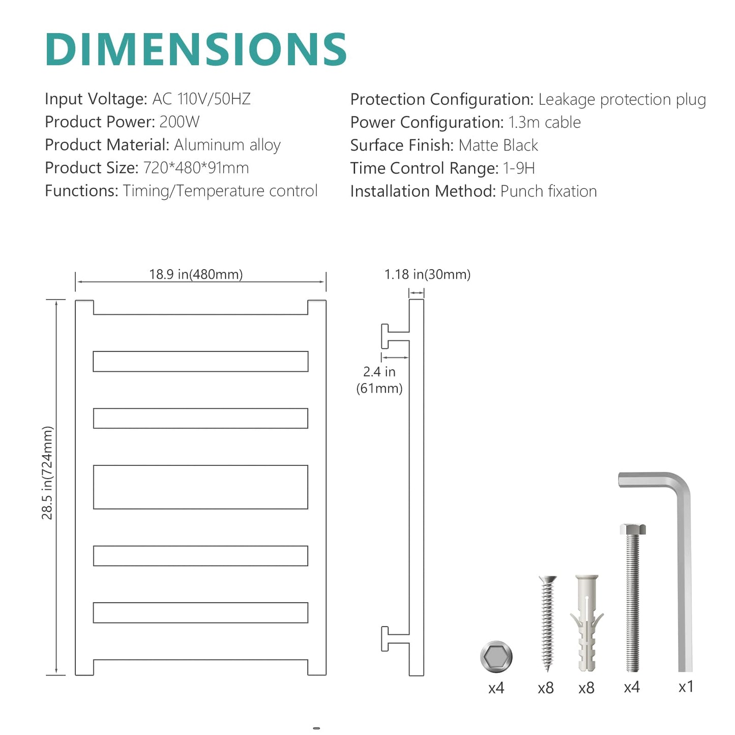 Geobella Towel Warmer Rack 6 Bars Towel Warmer Wall Mounted with Timer & Temperature Adjustments Electric Heated Towel Drying Racks for Bathroom