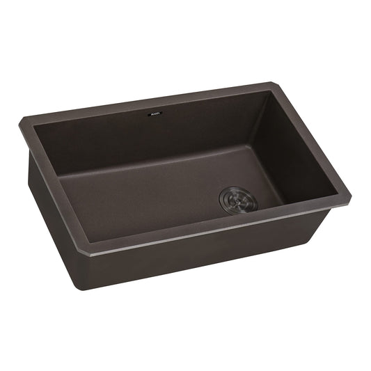 Ruvati 32 x 19 inch epiGranite Undermount Granite Composite Quartz Single Bowl Kitchen Sink - Espresso Brown - RVG2033ES