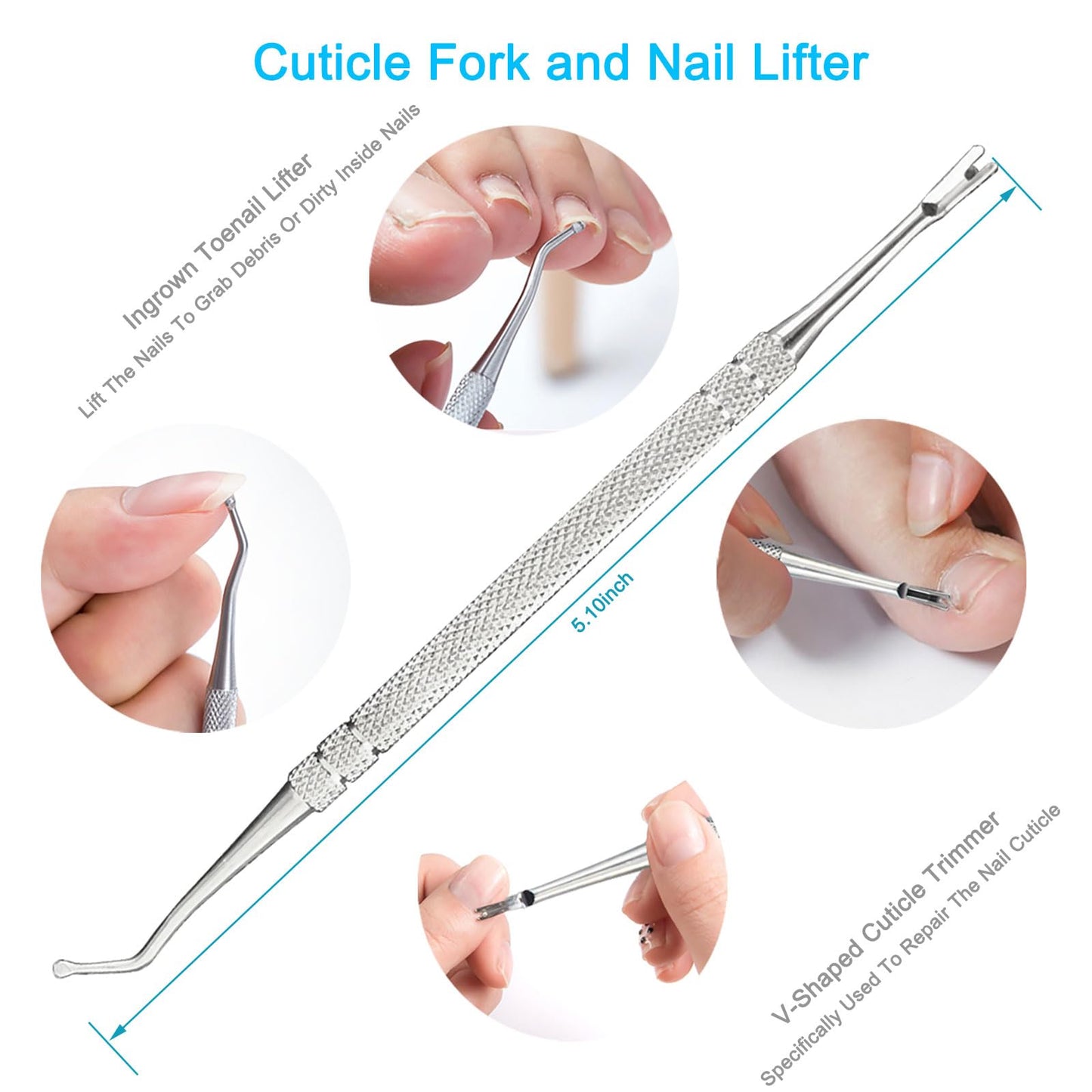 Pingispower Cuticle Trimmer & Cuticle Pusher Kit, 9PCS Professional Stainless Steel Cuticle Nippers & Cuticle Cutter Remover Manicure Tool for Women Home Salon &Travel for Fingernails & Toenails