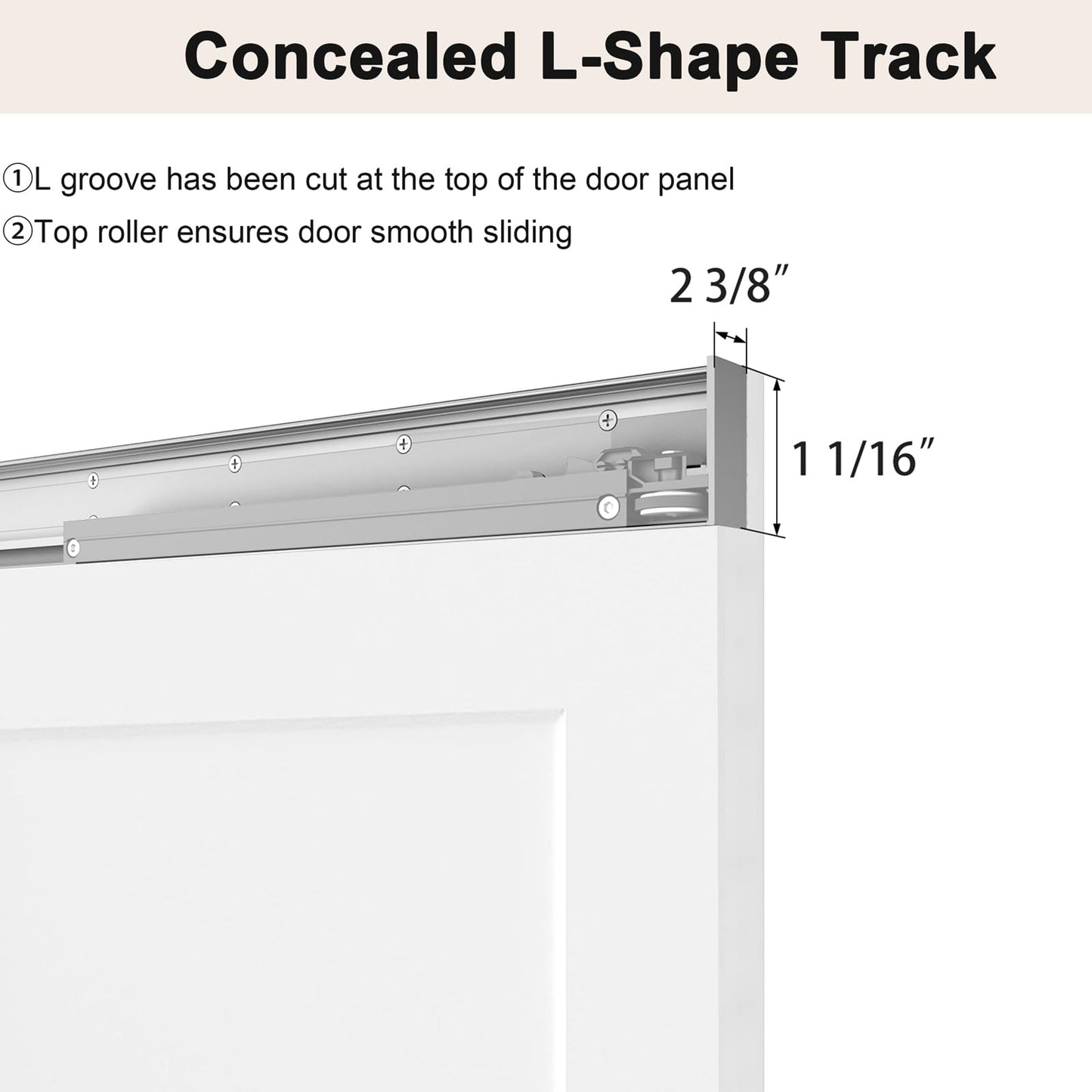 BarnSmith 36"x84" Concealed Sliding Barn Door, 2 Panel White Primed Solid Core Hidden Barn Door with Soft Close Installation Hardware and Double Sided Pulls Included, Pre-Assembled Panel