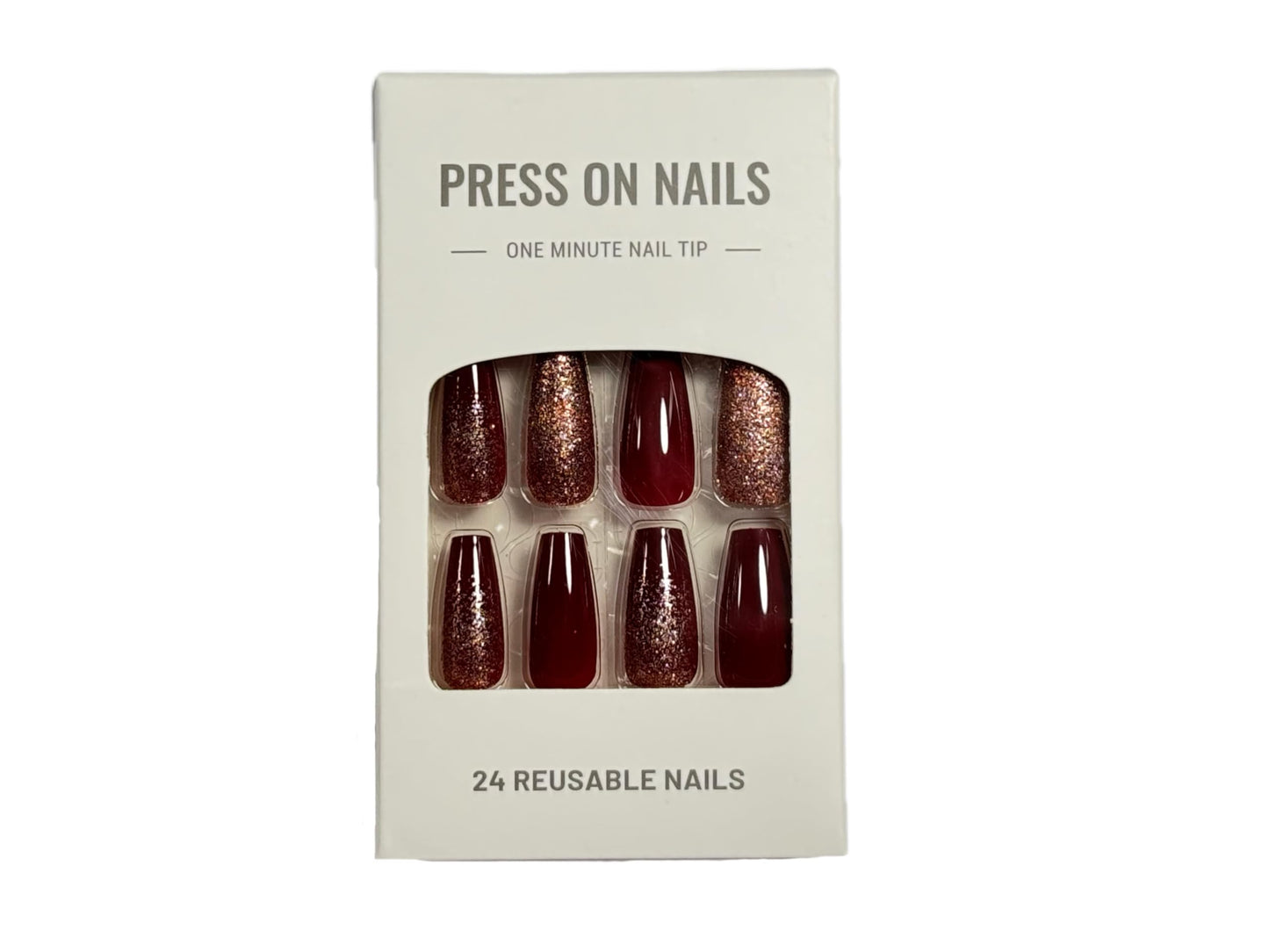 LOONGIN 24Pcs Long Press On Nails Bold Red and Gold Gradient Fake Nails Full Cover Reusable Nail Sticked on Nails Jelly Glue Sheet for Women Instant Glam for Parties or Festivals (Red)