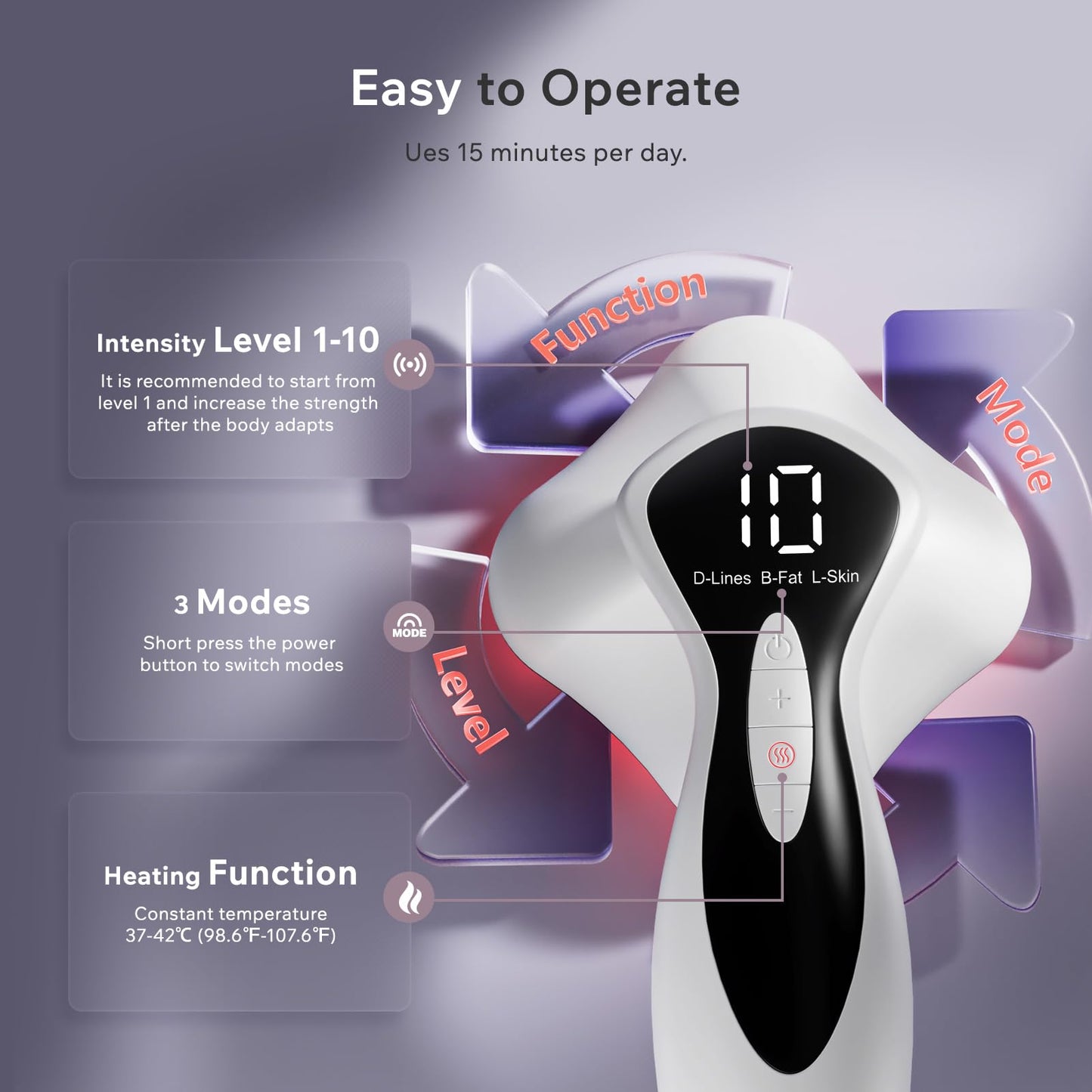 Oranmagic Electric Body Massager with Heating - 10 Adjustable Intensities, Suitable for Legs, Belly, Waist, Arms, Buttocks