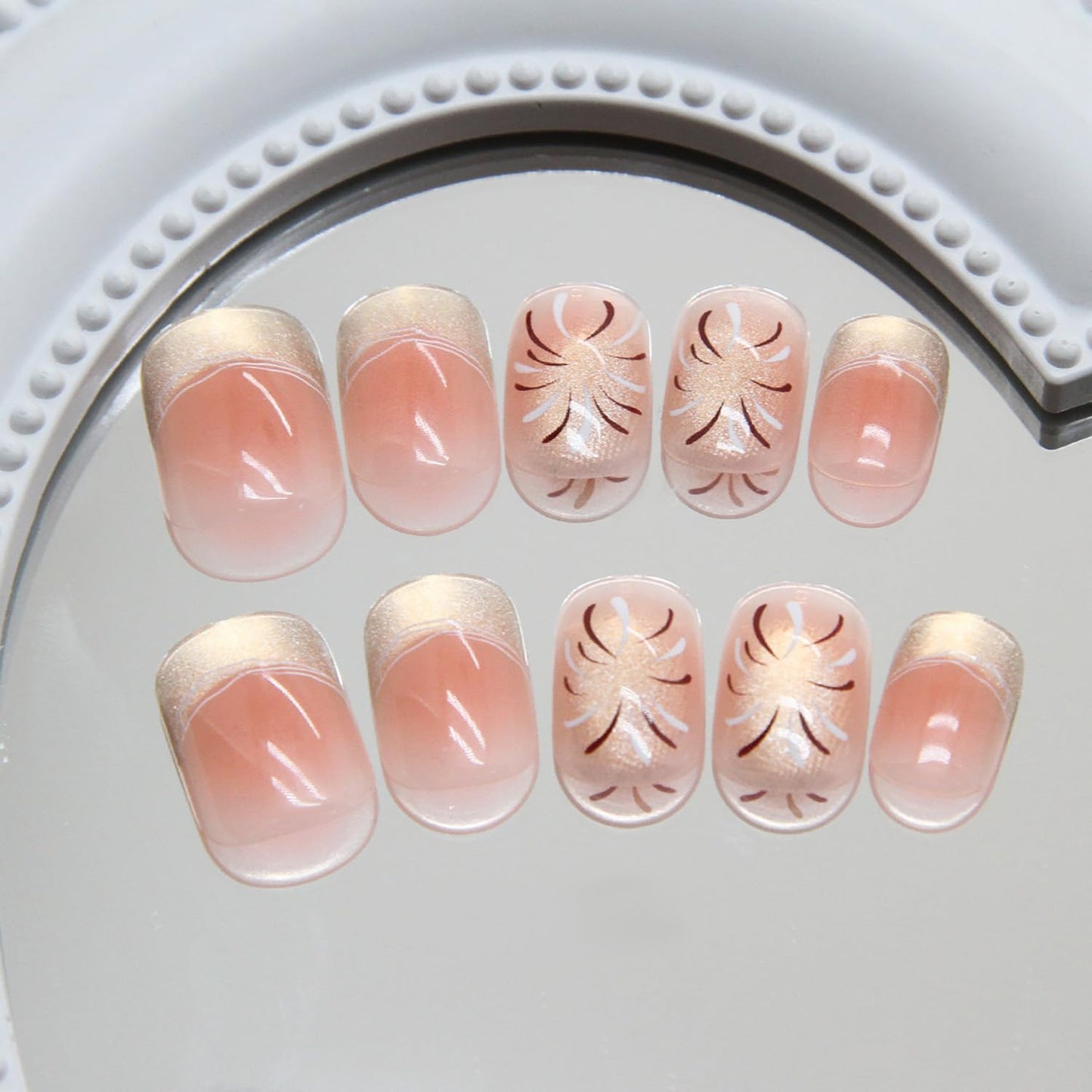 FIEONCIY Press on Nails Short Square Shaped Glossy Full Cover Acrylic Short Length Square False Nails with Designs Artificial Fake Nails Glue Stick ons Fingernails for Women Girls(MY120)