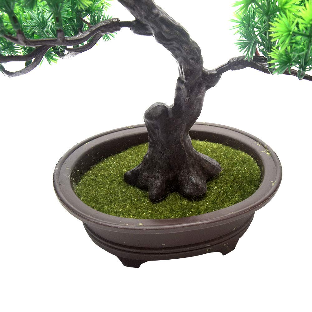 KOET Artificial Bonsai Pine Tree, 11Inch Faux Potted Plant Desk Display Fake Tree Pot Ornaments, Japanese Cedar Bonsai Plant for Home, Office Decoration