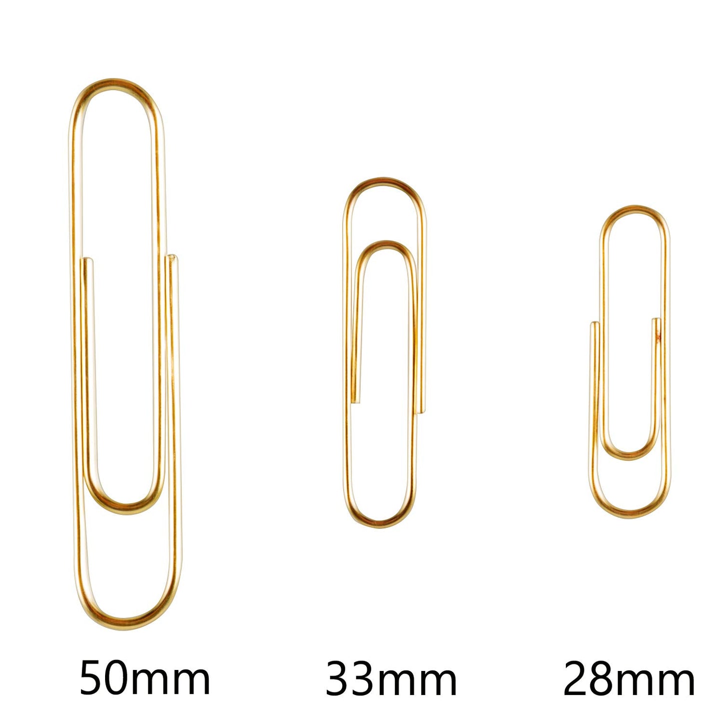 Deoot 600 Paper Clips,Office Gold Paper Clips Assorted Sizes(Small,Medium and Jumbo) 28 mm,33mm,50 mm