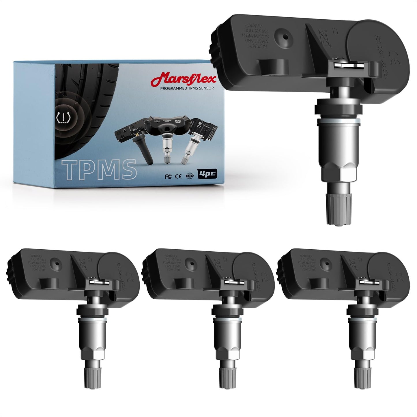 Marsflex TPMS Sensors Fit for GM, 4Pcs Tire Pressure Sensor for Chevy GMC Cadillac Buick Saturn Pontiac SAAB Replace OE: 13598772 13586335 13598771 13581558 315MHz