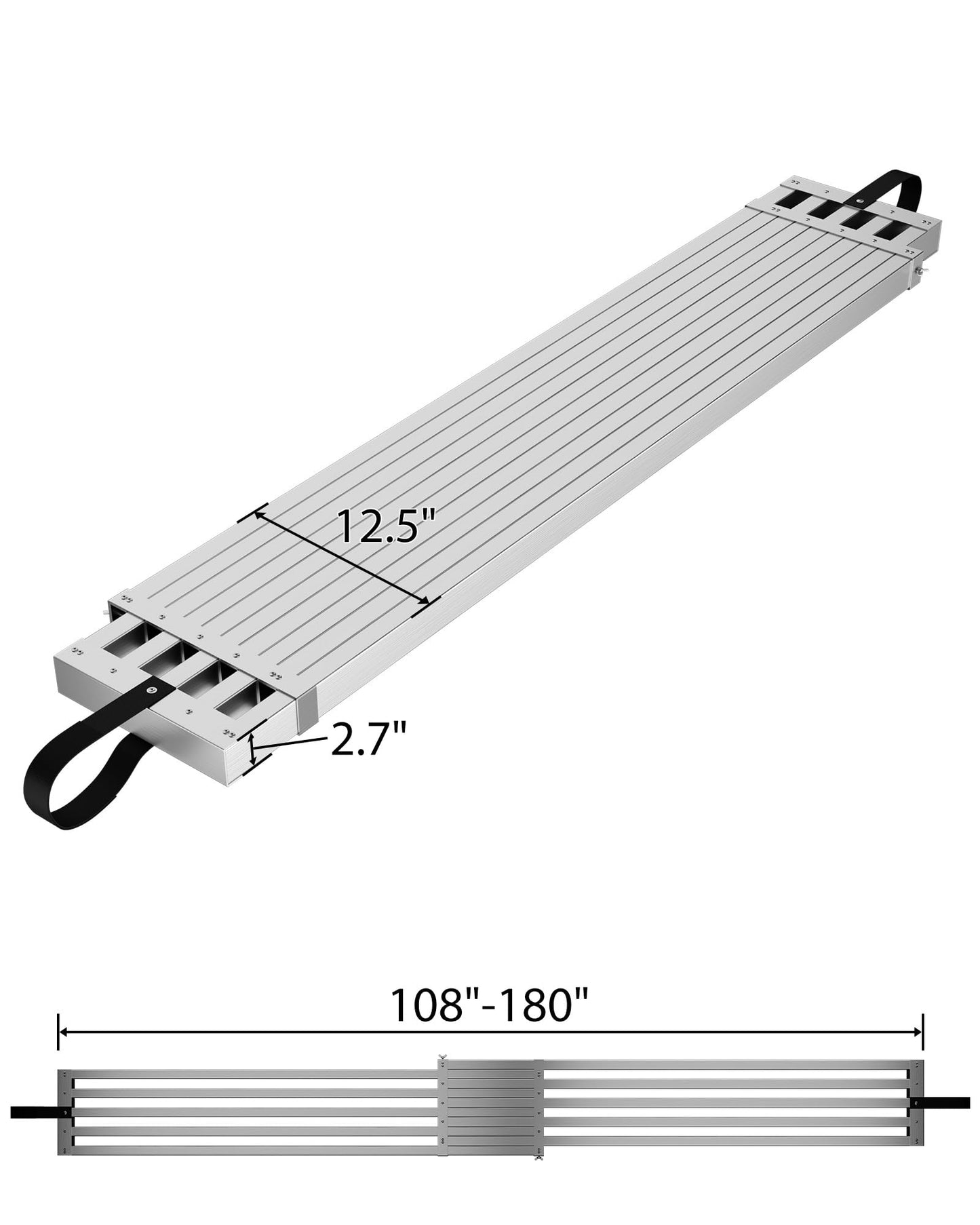9-15 ft Telescoping Plank, Aluminum Work Plank, 440 LBS Capacity, Heavy-Duty Aluminum Scaffolding Extension Plank with Skid-Proof Platform Scaffold Ladder Accessory