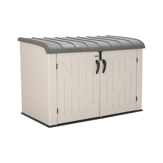 LIFETIME Large Horizontal Outdoor Deck Storage Box, Lockable Spring-Hinge Lid, 561 Gallon Capacity