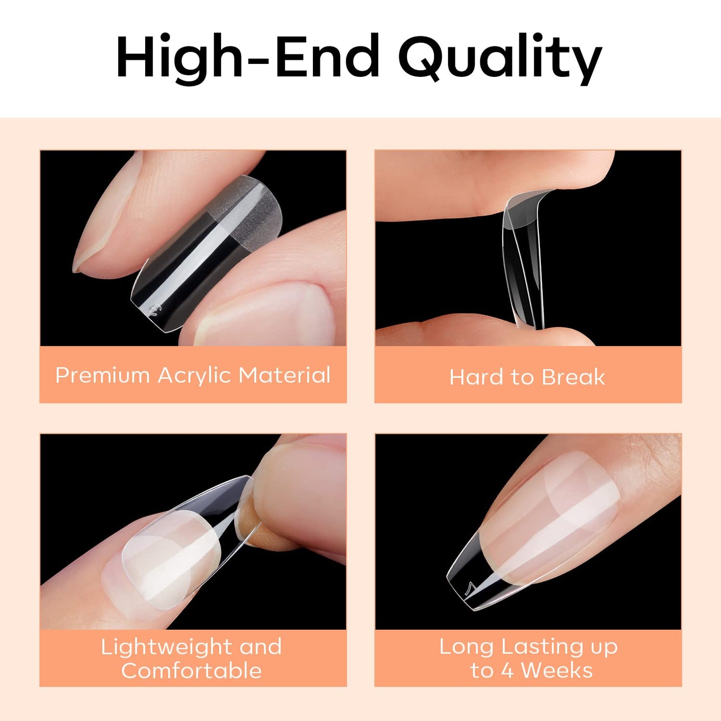 Modelones Short Coffin Nail Tips - 510Pcs Fake Nails Gel Tips Half Matte Full Cover No Filed Stronger Press on for Manicure Extension Art DIY Salon 15 Sizes