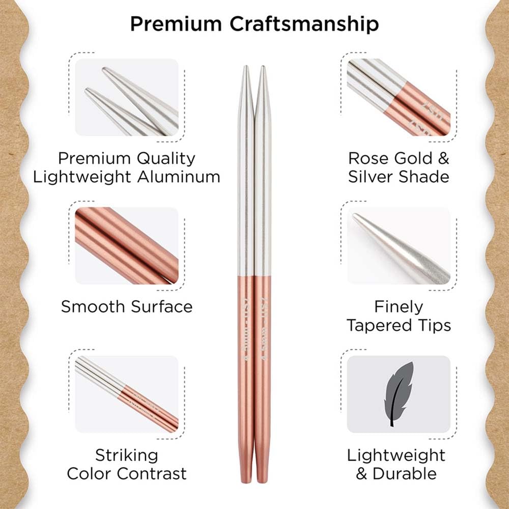 Knitter’s Pride Rosemist Regal Interchangeable Needle Set 4"" (10cm) – 11 US Sizes (2.5 to 11)