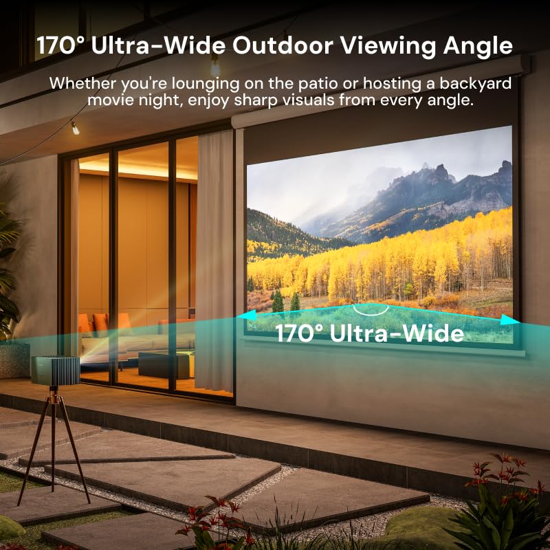 Valerion 120" Motorized Projector Screen, Outdoor Waterproof Drop-Down Screen, 2 Recharges Yearly, 4K/8K Ultra HD, Wrinkle-Free, Aluminum Frame, for Theater-Grade Home & Backyard Movie Night