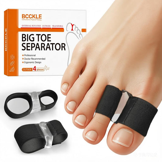 BCCKLE Big Toe Separator,2-Loop Toe Alignment Corrector - Relieve Bunion & Overlapping Toe Pain, Day & Night Soft Gel Sleeve, 3 Sizes, Machine Washable.