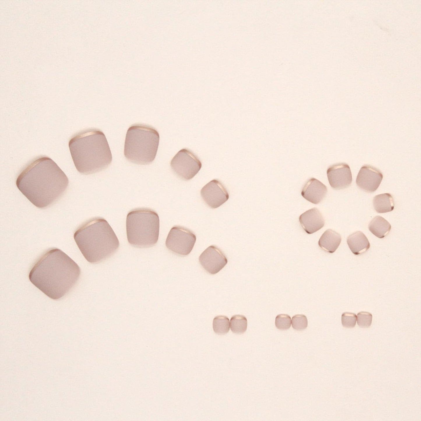 Nude Press on Toenails Short Square Fake Toe Nails Gold French Tip False Nails with Matte Acrylic Toe Nails Nature Nude Full Cover Classic Artificial Toenails for Women Girls 24 Pcs
