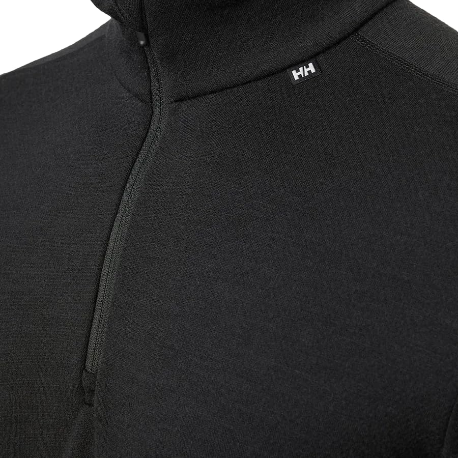 Helly Hansen LIFA Merino Midweight Half-Zip Base Layer for Men - Performance Wicking Interior, 990 Black - Medium