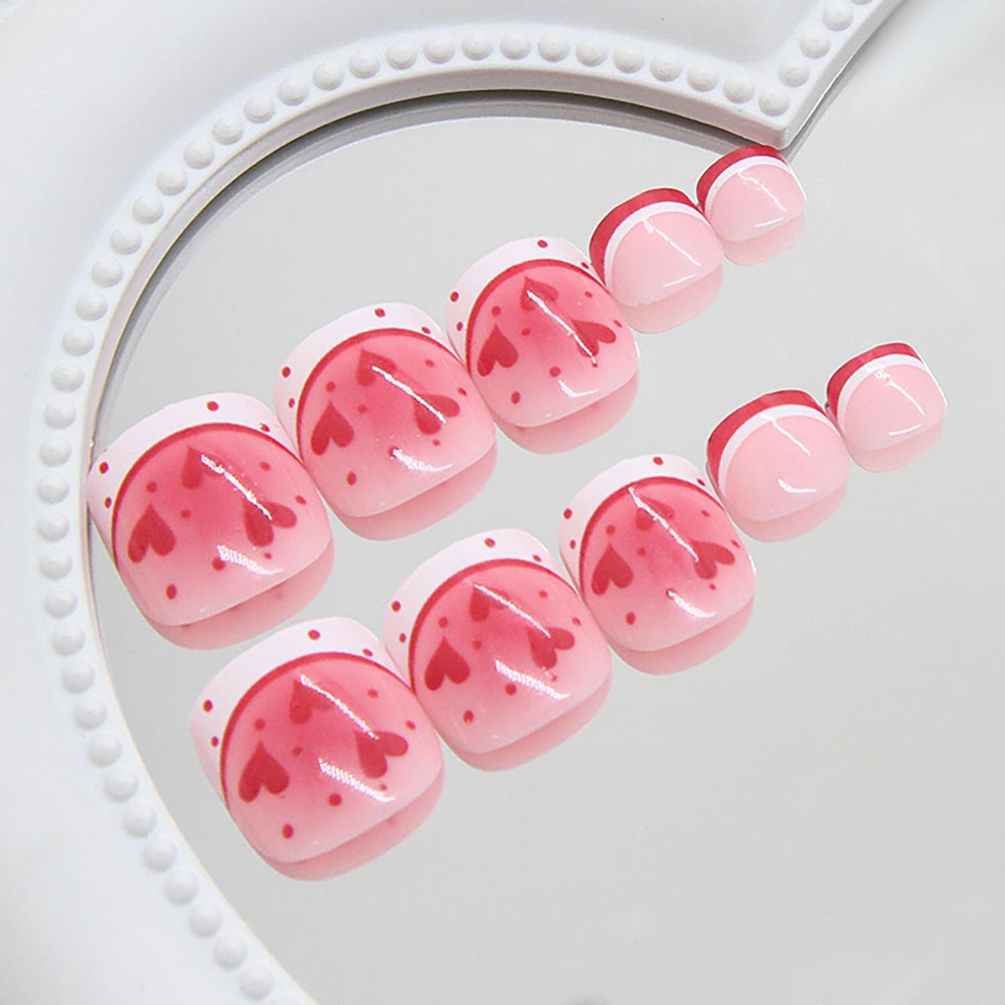 FIEONCIY Press on Toenails with Designs Acrylic Fake Nails for Toe Artificial False Nails with Charms Glue on Toe for Spring Summer Stick on Toenails for Women Girls(F182)
