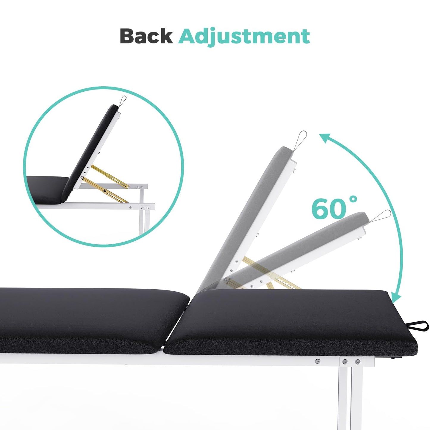 OLERN 27.6" Width Adjustable backrest Medical Exam Table & Bed with Paper Towel Holder, Message Treatment Table for Home Use, Clinic, Hospital, Chiropractic,Tattoo,Spa,440LBS