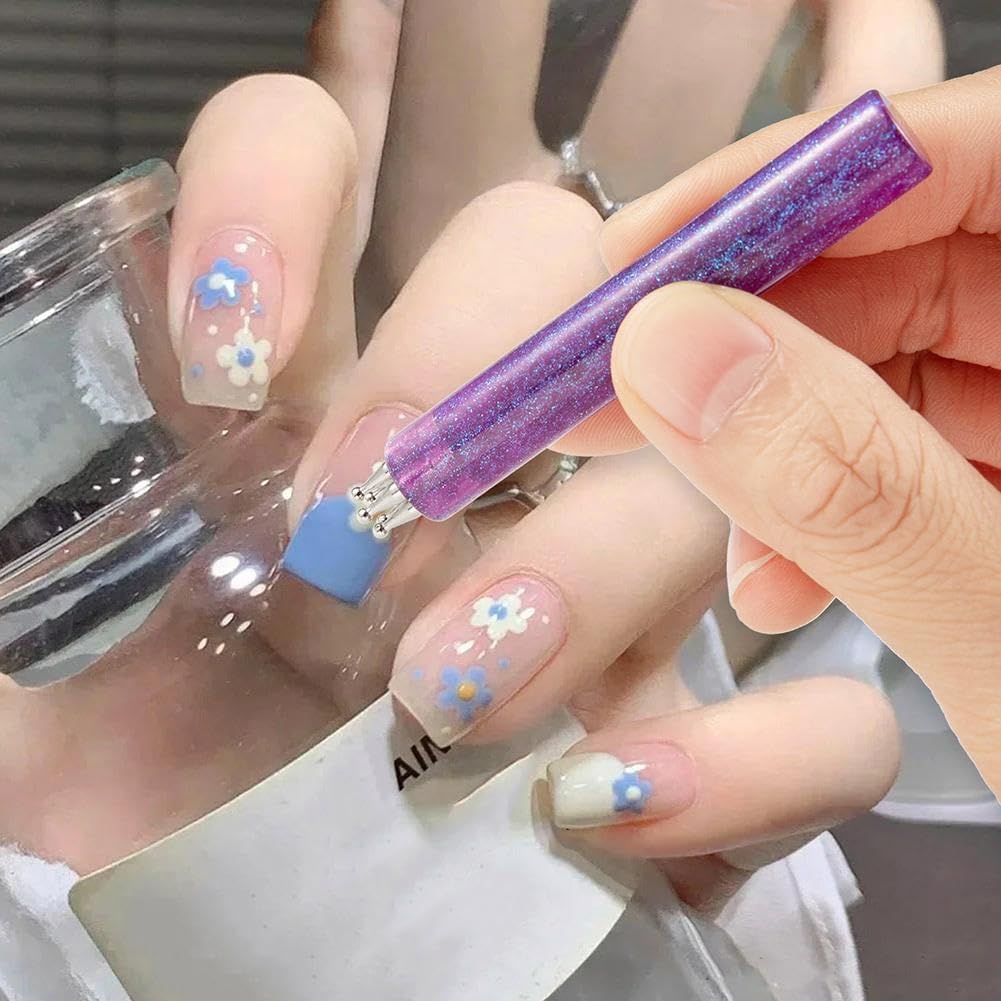 5 Petal Flower Nail Dotting Pen, 1.8mm Fine Tip, Nail Art Tool for Painting, Sculpting, Rhinestone DIY and Salon, 4 Pieces