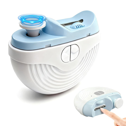 Electric Nail Clipper, 3 Speeds Automatic Nail Clipper for Thin & Thick Nail with 2-in-1 Grinding Heads, LED Light & Nail Scraps Storage, Electric Nail Trimmer for Adults,Seniors and Kids (Blue)