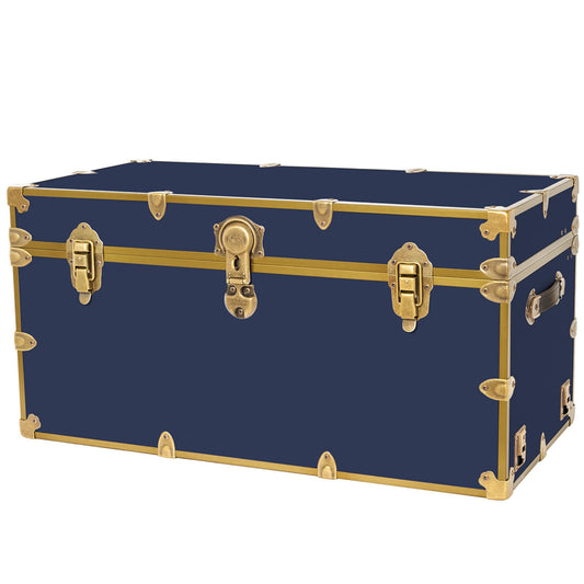 Rhino Trunk & Case Classic XXL College Trunk with Antique Brass Hardware, Soft Close - 36”x18”x18”, Seats 1500+ lbs, USA Made Secure Dorm Footlocker, Home Storage, Steamer Style Blanket Chest