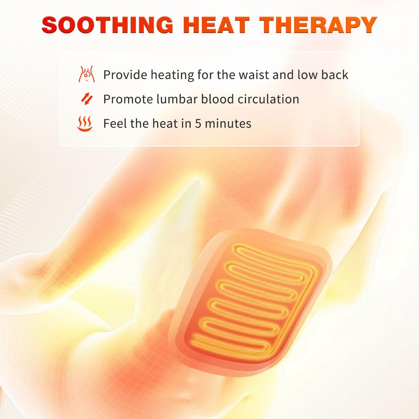 Back Massager with Heat for Pain Relief, Back Massage Chair Pad, Full Body Massage, Deep Tissue Vibration Massager with 2 Adapters, Office and Recliner
