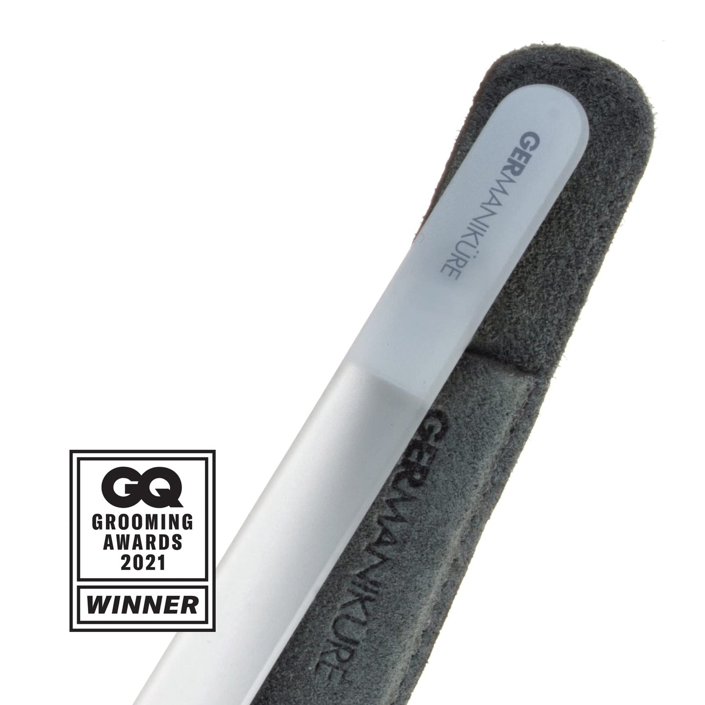 GERMANIKURE 2 Pc Glass Bundle - Crystal Glass Cuticle Stick & You are Amazing Nail File in Suede Sleeves – Handmade in Czech Republic – Professional Manicure Supplies – Cuticle Pusher, Callous Remover
