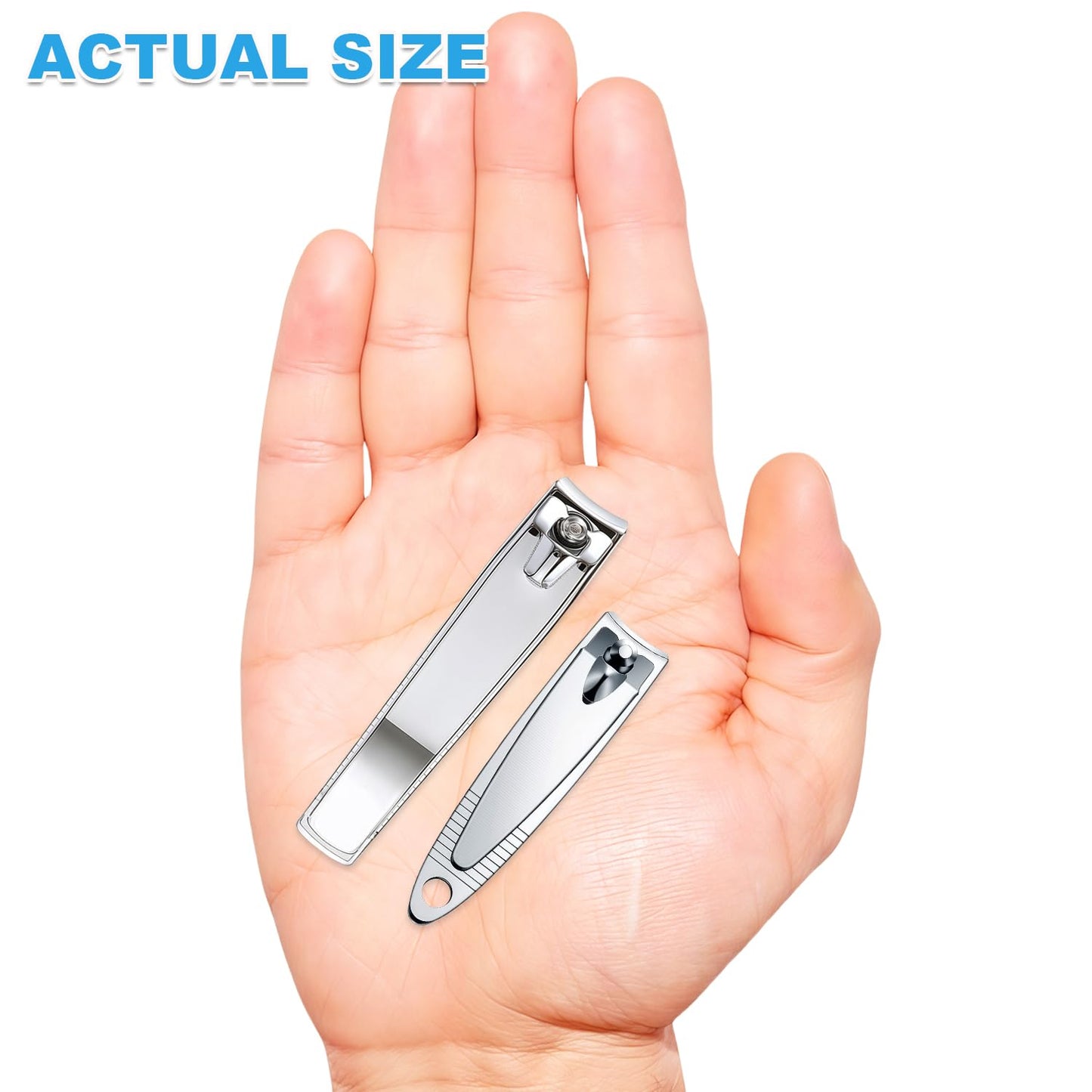 Keeshibao 20-Pack Stainless Steel Fingernail & Toenail Nail Clippers Bulk Set - 12 Small + 8 Medium Size with Storage Pouch, Manicure Kit for Men/Women Travel, Gifts, Homeless Care Supplies
