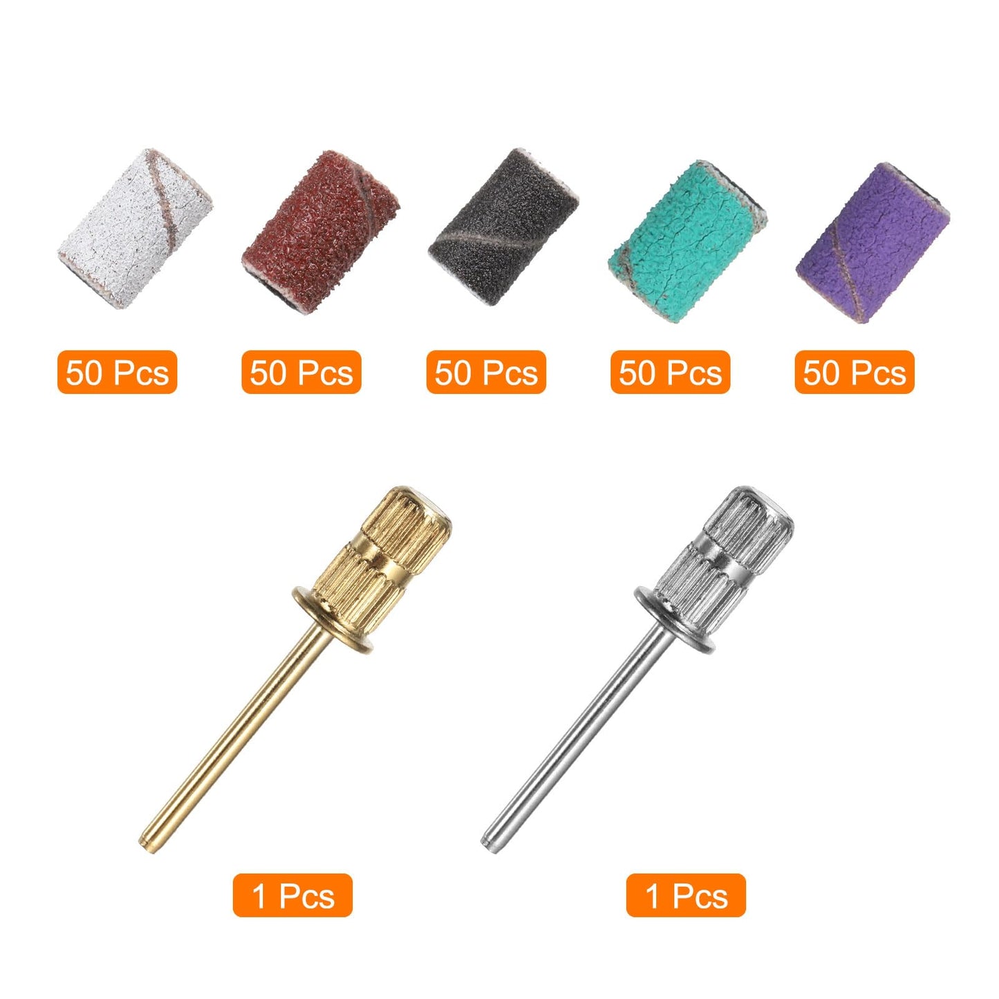 HARFINGTON 250pcs Sanding Bands for Nail Drill, 80#,120#,180# Grit Sanding Band with 6mm Mandrel, Drill Bits Nail Tech File for Acrylic Gel Nail Shaping Polishing