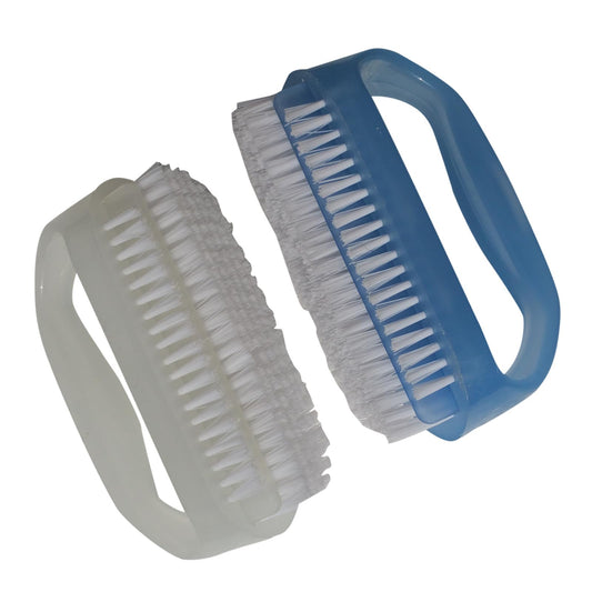 Coralpearl Nail Brushes X 2 for Cleaning Hands, Fingers, Feet & Toes with Cuticle Cleaner, Small Soft Nylon Bristle Scrub Set with Handle for Fingernail Manicure & Toenail Pedicure
