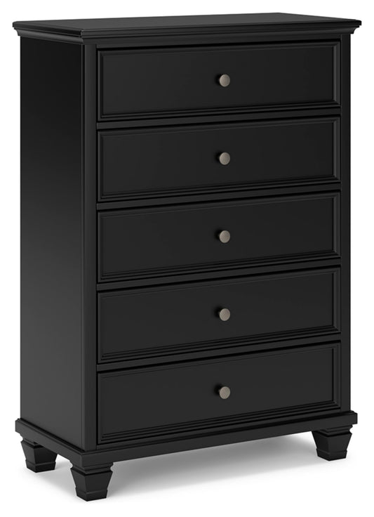Signature Design by Ashley Lanolee Traditional 5 Drawer Chest for Bedroom, Black