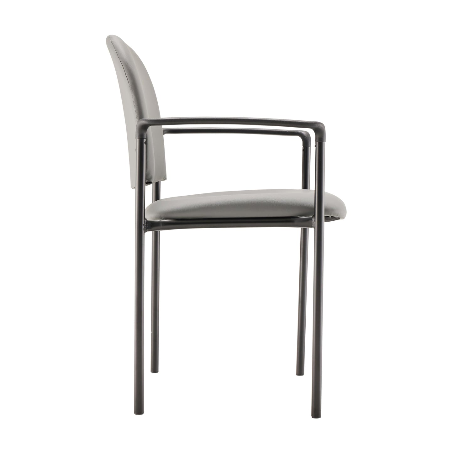 Flash Furniture Tiffany Side Reception Chair with Armrests, Stackable Vinyl Waiting Room Chair for Commercial or Residential Use, Gray